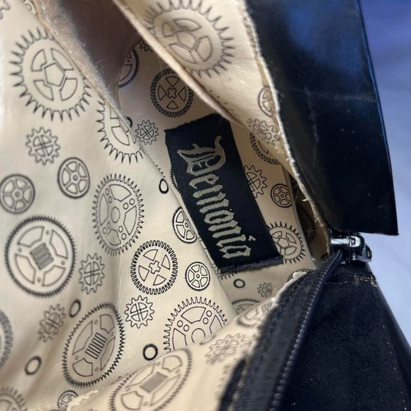 Demonia Black Heeled Boots with Gold Butterfly Accents - Picture 4 of 8